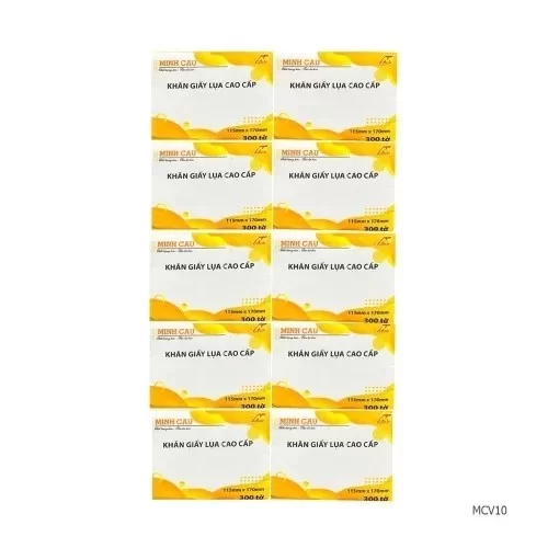 Lốc 10 gói giấy ăn Minh Cầu vàng 300 tờ