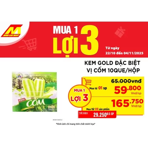 Kem GOLD đặc biệt vị cốm 10que/hộp Kem GOLD đặc biệt vị cốm 10que/hộp