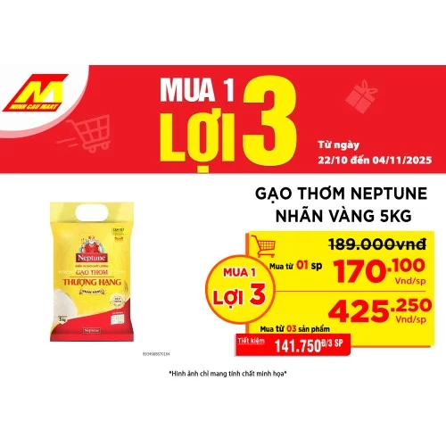 Gạo Thơm Neptune Nhãn Vàng 5kg Gạo Thơm Neptune Nhãn Vàng 5kg