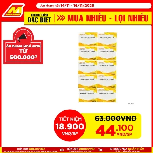 Lốc 10 gói giấy ăn Minh Cầu vàng 300 tờ