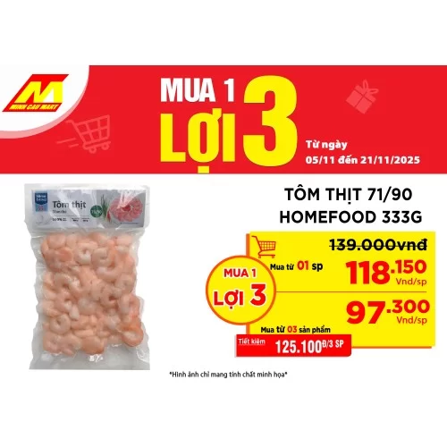 Tôm thịt 71/90 HomeFood 333g
