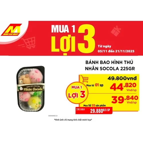 Bánh bao hình thú nhân socola 225Gr