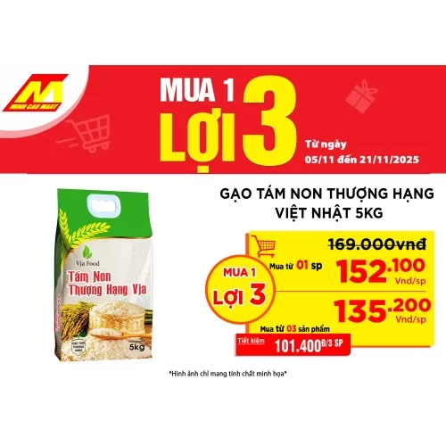 Gạo Tám Non Thượng Hạng Việt Nhật Vja 5kg