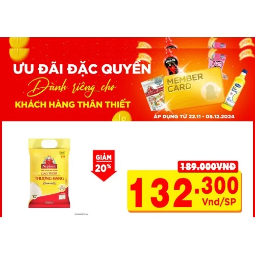 Gạo Thơm Neptune Nhãn Vàng 5kg