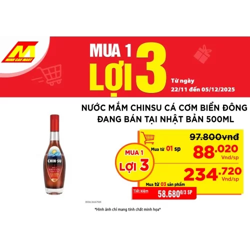 Nước mắm Chinsu cá cơm Biển Đông khẩu vị đang bán tại Nhật Bản 500ml