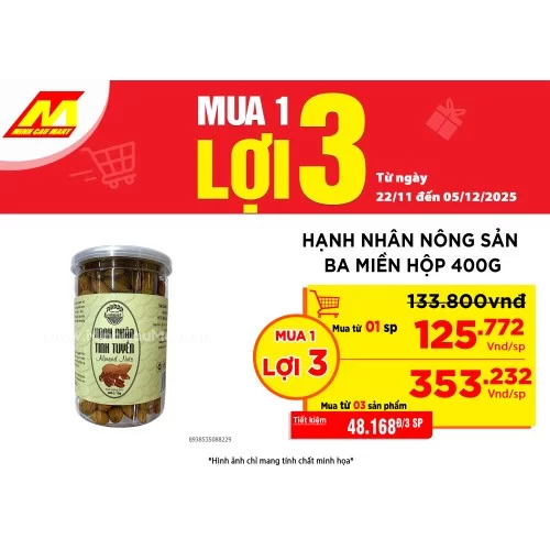 Hạnh nhân Nông Sản Ba Miền hộp 400g 