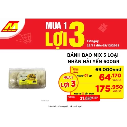 Bánh bao Mix 5 loại nhân Hải Yến 600Gr