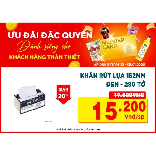Khăn rút lụa 152mm đen - 280 tờ