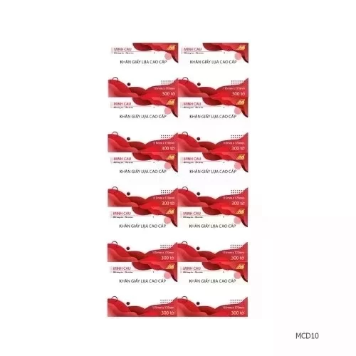 Lốc 10 gói giấy ăn Minh Cầu đỏ 300 tờ
