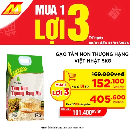 Gạo Tám Non Thượng Hạng Việt Nhật Vja 5kg