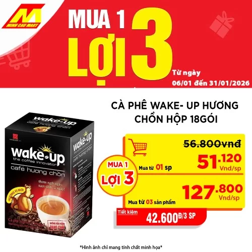 Cafe Wake-up 3in1 Hương Chồn Hộp 18 gói x 17g