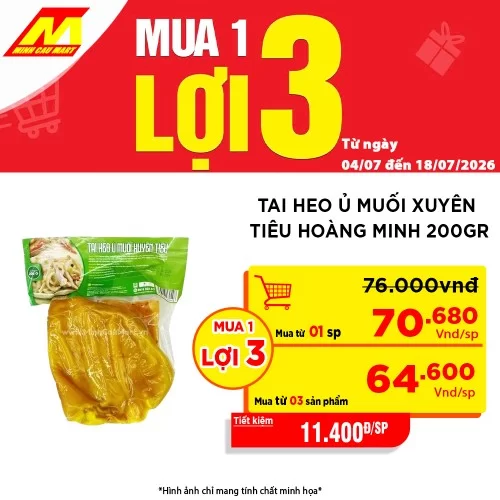Tai Heo Ủ Muối Xuyên Tiêu Hoàng Minh 200G