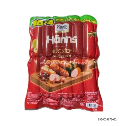 Xúc xích thanh trùng Ponnie Hanns Super Eco xông khói 12 cây * 50g        