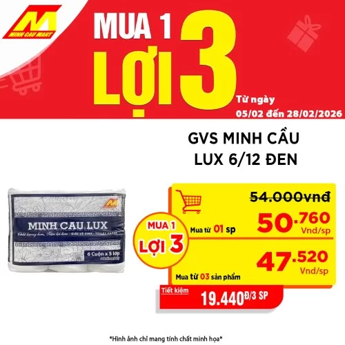 Giấy Vệ Sinh Minh Cầu Lux Xanh Than 6 Cuộn * 5 Lớp