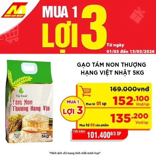 Gạo Tám Non Thượng Hạng Việt Nhật Vja 5kg