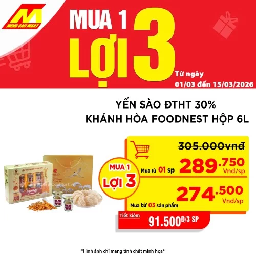 Yến sào ĐTHT Khánh Hòa foodnest hộp 6 lọ 