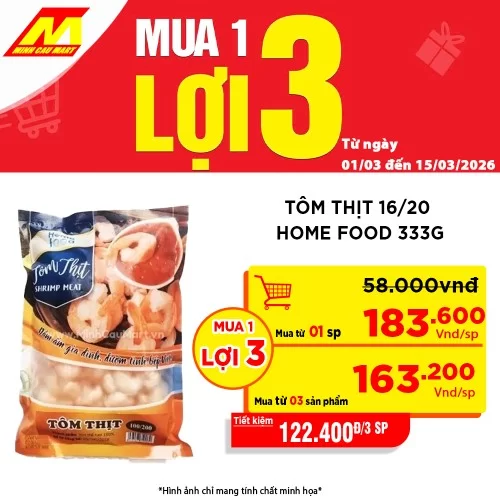 Tôm Thịt 16/20 Home Food 333G