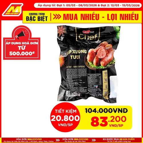 Lạp xưởng tươi Meatdeli đông lạnh 10 cây*70g                                                                                                                                                                                                              