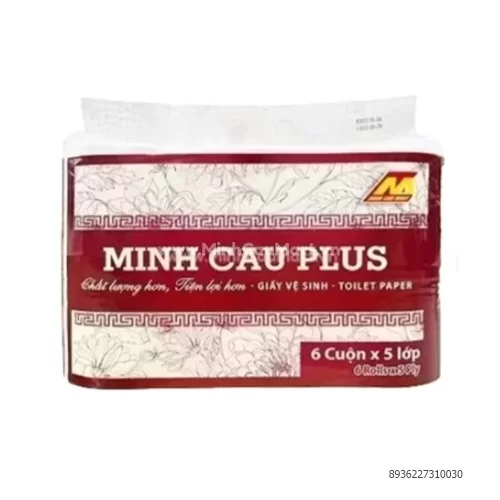 Giấy Vệ Sinh Minh Cầu Plus Đỏ 6 Cuộn * 5 Lớp