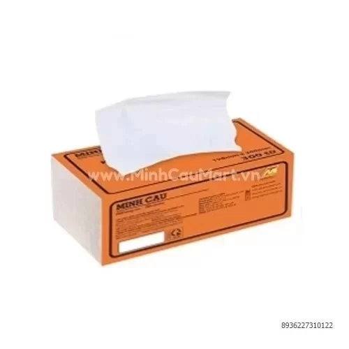 Lốc 5 gói giấy khăn rút lụa Minh Cầu cam 200x198x300 tờ    