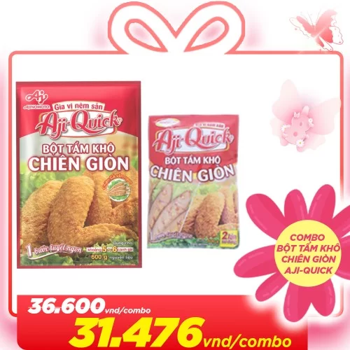 Combo Bột tẩm khô chiên giòn Aji tiết kiệm (Gồm 1 gói Bột tẩm khô 210g + 1 gói bột tẩm khô 42g)