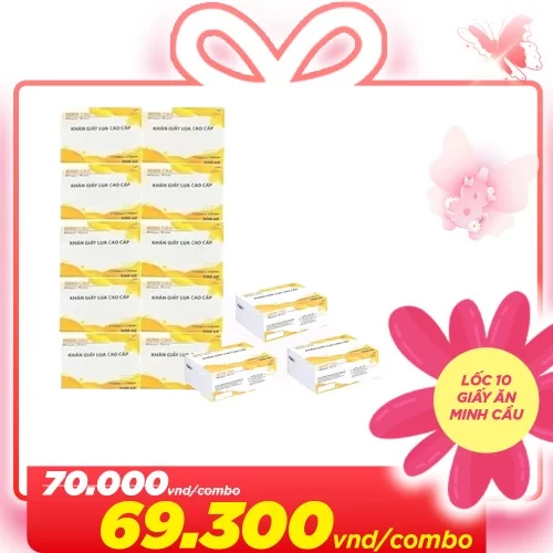 Lốc 10 gói giấy ăn Minh cầu vàng mini tặng 3 gói cùng loại