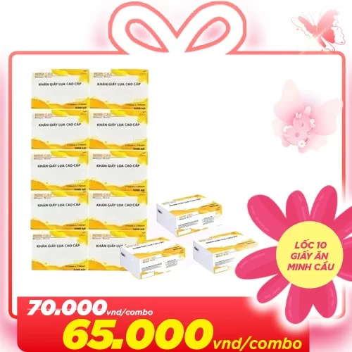 Lốc 10 gói giấy ăn Minh cầu vàng mini tặng 3 gói cùng loại