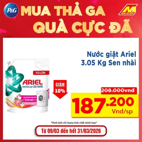 Nước giặt Ariel Matic Cửa Trước Bung Toả Đam Mê 3.1l