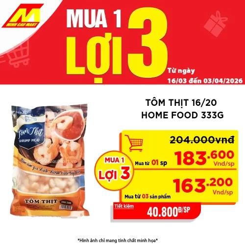 Tôm Thịt 16/20 Home Food 333G