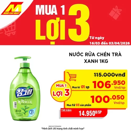 Nước rửa chén trà xanh 1kg 