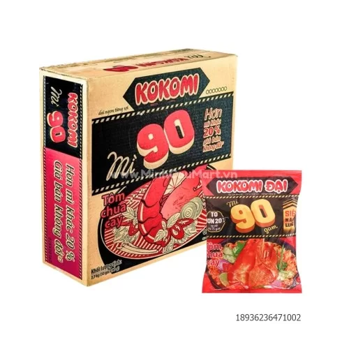 Mì tôm Kokomi 90g tôm chua cay 30 gói/thùng                                                                                                                                                                                                               