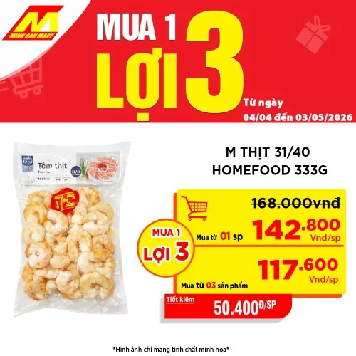 Tôm thịt 31/40 HomeFood 333g