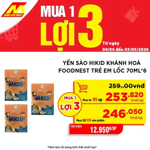 Yến sào Hikid Khánh Hoà foodnest trẻ em lốc 70ml*6                                                                                                                                                                                                        