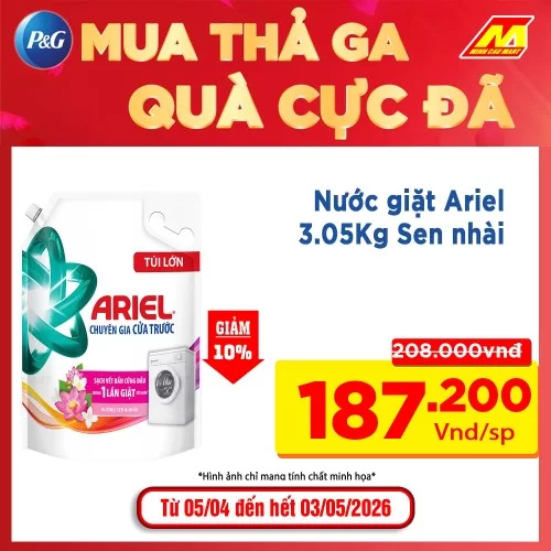 Nước giặt Ariel Matic Cửa Trước Bung Toả Đam Mê 3.1l