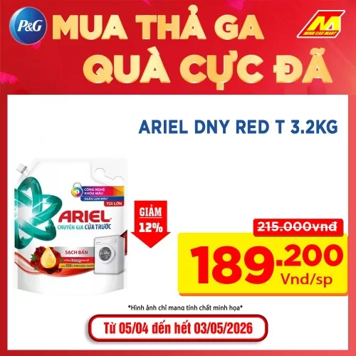 Nước Giặt ARIEL Chuyên Gia Cửa Trước Ngăn Lem Màu Hương Đam Mê Túi 3.2KG