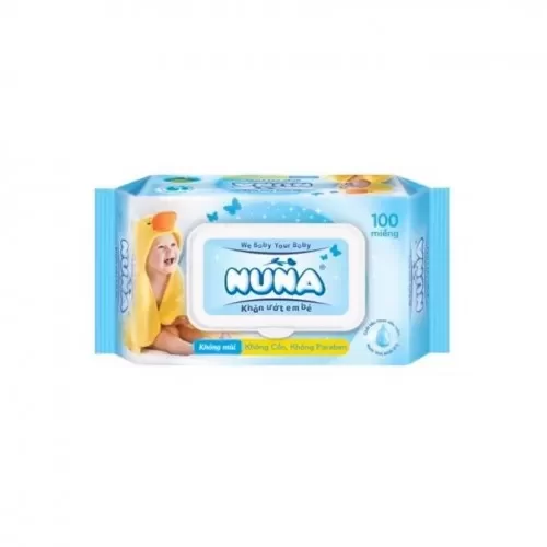 Khăn ướt Nuna 100 miếng không mùi 