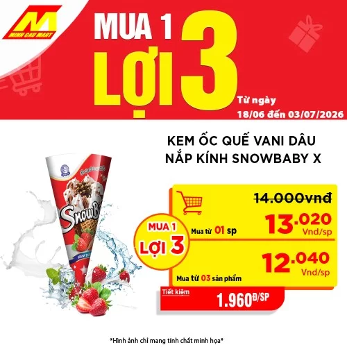 Kem ốc quế hương vani nắp kính Snowbaby X                                                                                                                                                                                                                 