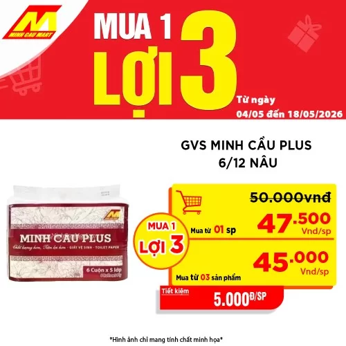 Giấy Vệ Sinh Minh Cầu Plus Đỏ 6 Cuộn * 5 Lớp