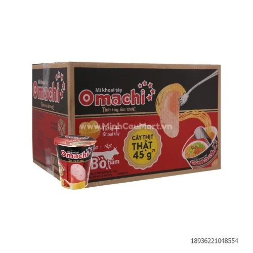 Mì dinh dưỡng khoai tây Omachi xốt bò hầm  (có thịt) 113g  24 ly/thùng 