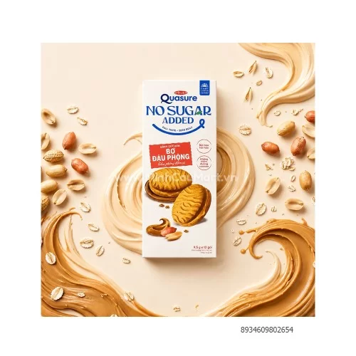 Bánh Quy Không Thêm Đường Quasure No Sugar Added Vị Bơ Đậu Phộng 104.5g
