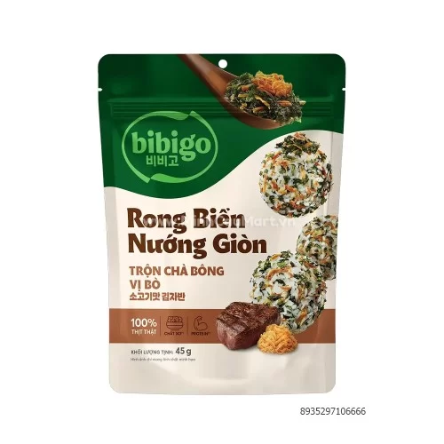 Rong biến nướng giòn trộn chà bông vị bò Bibigo 45g                                                                                                                                                                                                       