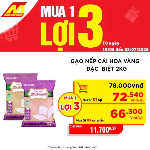 Nếp Cái Hoa Vàng 2Kg