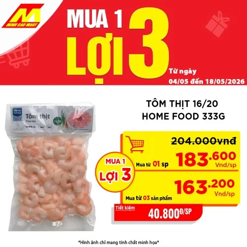 Tôm Thịt 16/20 Home Food 333G
