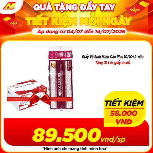 Giấy Vệ Sinh Minh Cầu Plus Đỏ 12 Cuộn * 5 Lớp