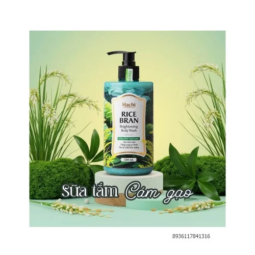 Sữa Tắm Hachi Rice Bran 500ml Giúp Dưỡng Trắng Da, Tẩy Tế Bào Chết Nhẹ Chiết Xuất Cám Gạo & Yến Mạch