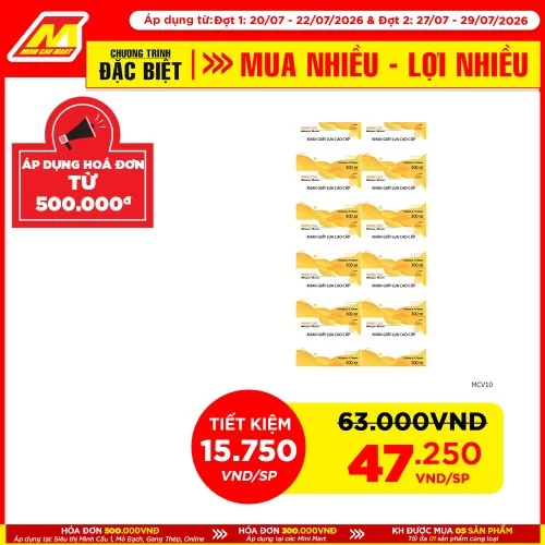 Lốc 10 gói giấy ăn Minh Cầu vàng 300 tờ