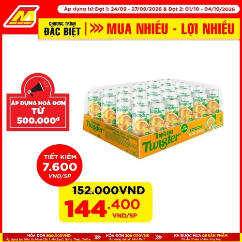  Nước cam ép Twister 235ml thùng 24 lon                                                                                                                                                 