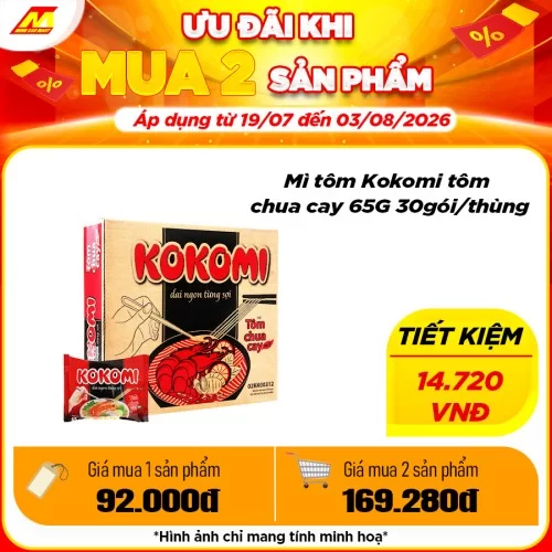 Mì tôm Kokomi tôm chua cay 65G 30gói/thùng                                                                                                                                                                                                                