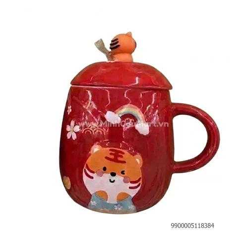 Ca sứ có nắp in hình gấu XL1016-1                                                                                                                                                                                                                         