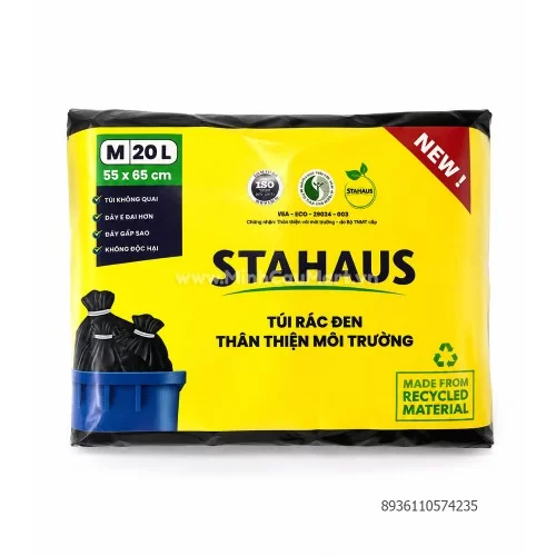 Lô 3 túi rác size M Stahaus màu đen KT 55x65cm x1kg